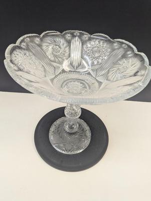 Large Antique Hand Cut Glass Centerpiece 14 1/2" Tall