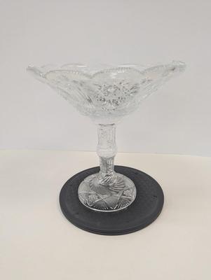 Large Antique Hand Cut Glass Centerpiece 14 1/2" Tall