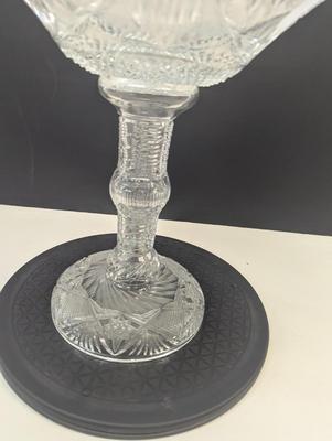 Large Antique Hand Cut Glass Centerpiece 14 1/2" Tall