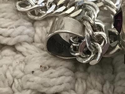 925 Sterling Orb Rhinestone Mexico Mark on Heavy Italy 925 Chain Marked.