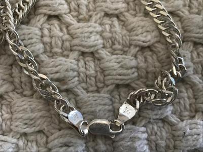925 Sterling Orb Rhinestone Mexico Mark on Heavy Italy 925 Chain Marked.