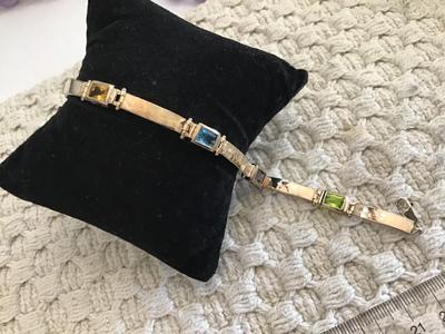 925 Semi Precious Marked Tennis Bracelet