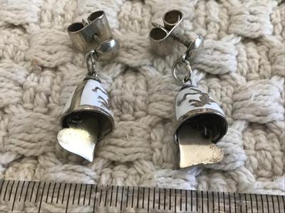 Vintage Heart Bell Enamel Earrings