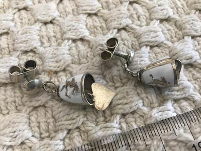 Vintage Heart Bell Enamel Earrings