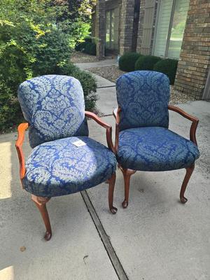 2 blue chairs