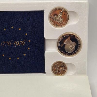 LOT 127: 1971 Eisenhower Silver Proof Dollar, 1972 & 1974 Eisenhower Proof Dollars, 1976 Bicentennial Silver Proof Set, and 1971...