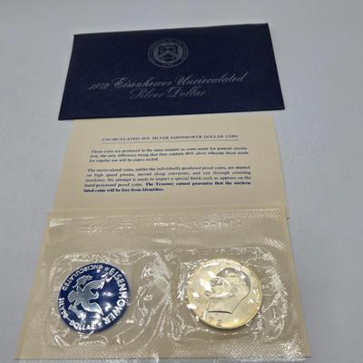 LOT 127: 1971 Eisenhower Silver Proof Dollar, 1972 & 1974 Eisenhower Proof Dollars, 1976 Bicentennial Silver Proof Set, and 1971...
