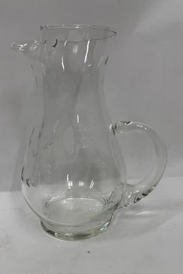 Sale Photo Thumbnail #570: Large solid glass handle, nice frosted flower etching.  Perfect condition.