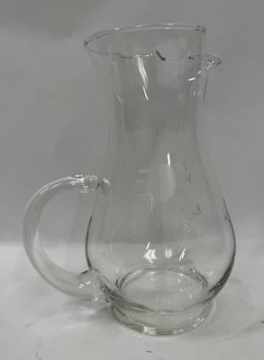 Sale Photo Thumbnail #569: Large solid glass handle, nice frosted flower etching.  Perfect condition.
