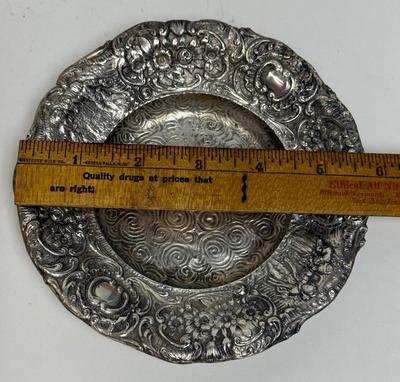Sale Photo Thumbnail #574: Good condition, approx. 5.75” across. Marking is from the Barbour Silver Company from Hartford, Connecticut.