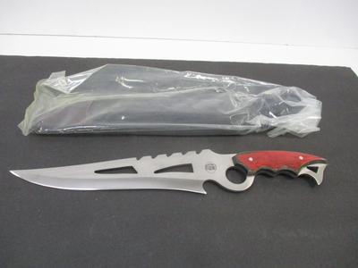 Galactic Starfighter II 16.5" Chip-away Frost Cutlery Knife Steel Blade Hunting Knife Wood Handle With Genuine Leather Sheath