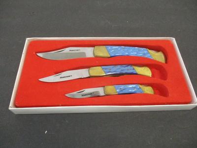 Manzoor 3 Piece Set Size 3" - 4" - 5" Stainless Steel Blade Pearl Plastic Handle