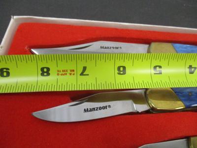 Manzoor 3 Piece Set Size 3" - 4" - 5" Stainless Steel Blade Pearl Plastic Handle
