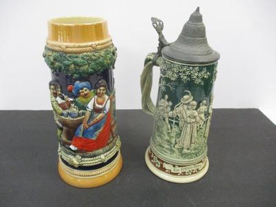 Old German Gerz Beer Stein Tavern Flirting Scene & Ein frohes Herz heilt allen Schmerz Made In Germany #15
