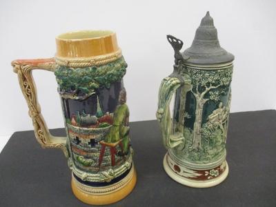 Old German Gerz Beer Stein Tavern Flirting Scene & Ein frohes Herz heilt allen Schmerz Made In Germany #15