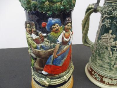 Old German Gerz Beer Stein Tavern Flirting Scene & Ein frohes Herz heilt allen Schmerz Made In Germany #15
