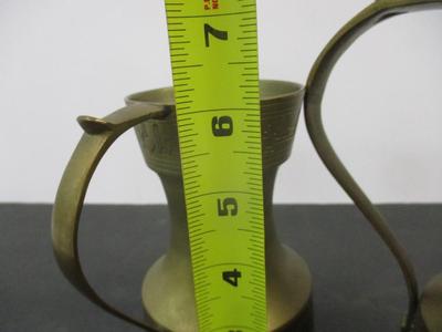Vintage 1960's Brass Pitchers w/Handles Etched Design Marked India