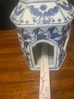 Sale Photo Thumbnail #12: Blue & White ceramic birdhouse