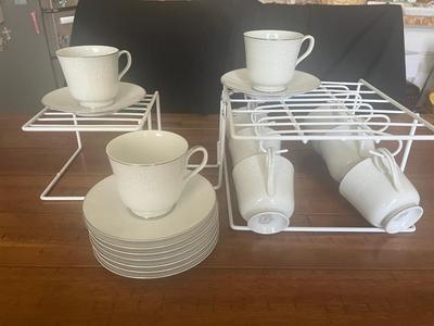 Sale Photo Thumbnail #23: Empress fine china tea cup set with holders