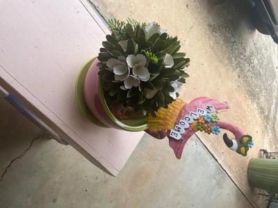 Sale Photo Thumbnail #63: Pink teacup planter and other decorative items
