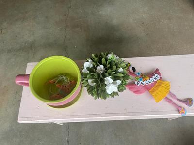 Sale Photo Thumbnail #60: Pink teacup planter and other decorative items