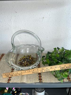 Sale Photo Thumbnail #66: Large clear basket with greenery garland