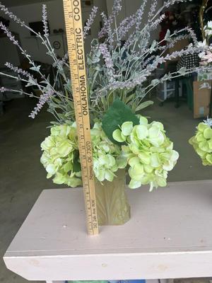 Sale Photo Thumbnail #74: Ceramic vase and metal vase with floral