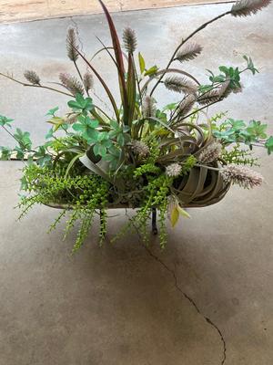 Sale Photo Thumbnail #90: Large greenery arrangement on metal stand
