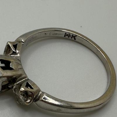14K White Gold Ring with Gemstones (ST-HS)