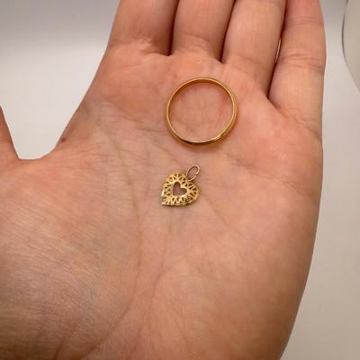14K Gold Band & Heart Pendant (ST-HS)
