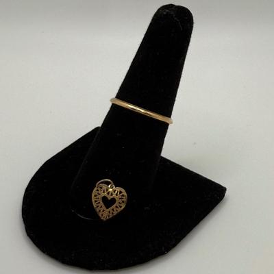 14K Gold Band & Heart Pendant (ST-HS)
