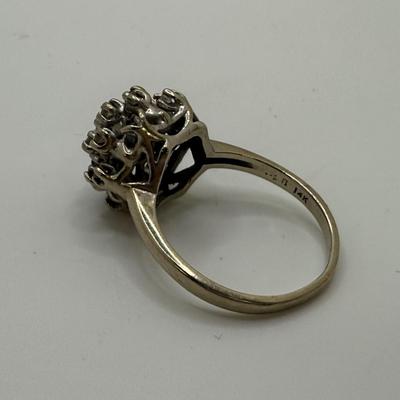 Fire-Lite 14K White Gold Diamond Cluster Ring (ST-HS)