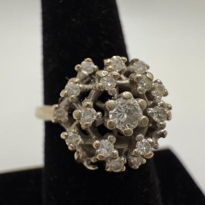 Fire-Lite 14K White Gold Diamond Cluster Ring (ST-HS)
