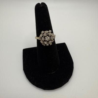 Fire-Lite 14K White Gold Diamond Cluster Ring (ST-HS)