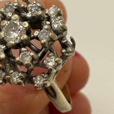 Fire-Lite 14K White Gold Diamond Cluster Ring (ST-HS)