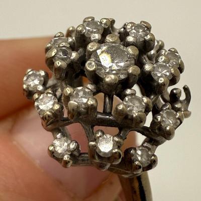 Fire-Lite 14K White Gold Diamond Cluster Ring (ST-HS)