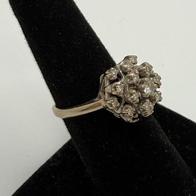 Fire-Lite 14K White Gold Diamond Cluster Ring (ST-HS)