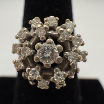 Fire-Lite 14K White Gold Diamond Cluster Ring (ST-HS)