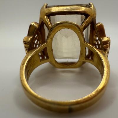 Gold Ring with Large Citrine Gemstone (ST-HS)