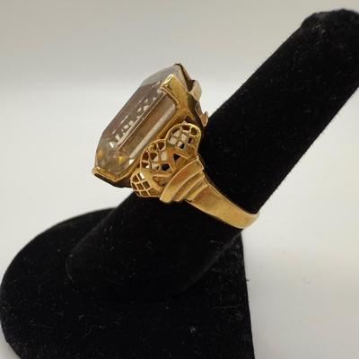 Gold Ring with Large Citrine Gemstone (ST-HS)