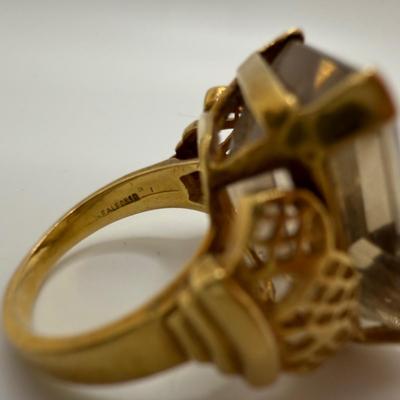 Gold Ring with Large Citrine Gemstone (ST-HS)