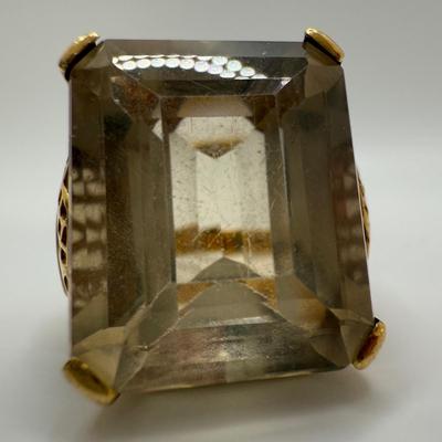 Gold Ring with Large Citrine Gemstone (ST-HS)