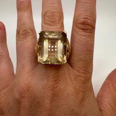 Gold Ring with Large Citrine Gemstone (ST-HS)