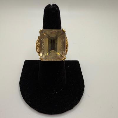 Gold Ring with Large Citrine Gemstone (ST-HS)