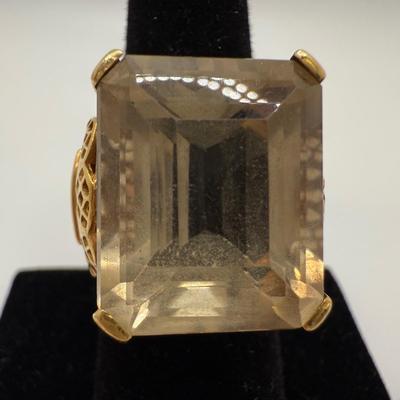 Gold Ring with Large Citrine Gemstone (ST-HS)