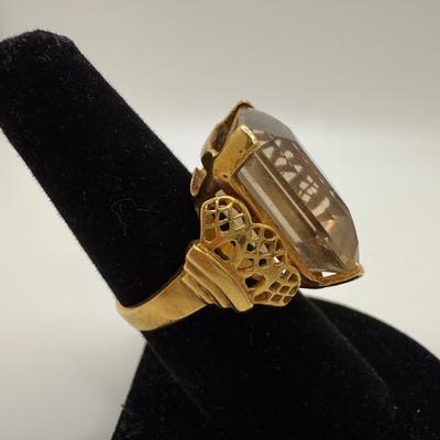 Gold Ring with Large Citrine Gemstone (ST-HS)