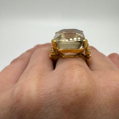 Gold Ring with Large Citrine Gemstone (ST-HS)