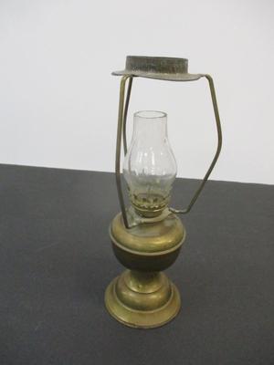 Antique Oil Lamp Brass Kerosene Light Star of David