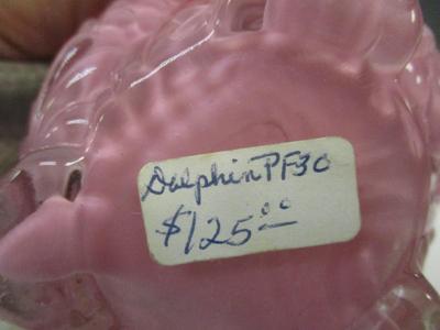 Antique Pink Dolphin Oil Lamp