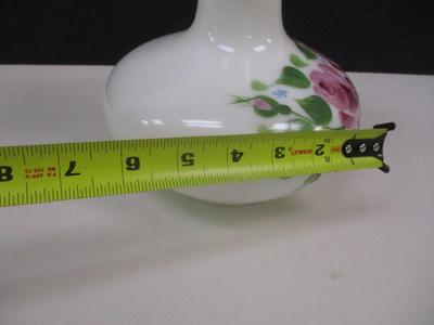 Vintage Fenton Style Hand Painted Milk Glass Vase #1